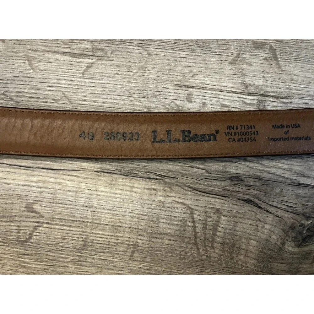 L.L. Bean Dark Brown Full Grain Leather Dress Belt 48 Made In USA